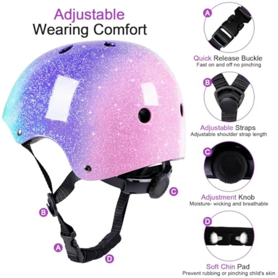 Helmet for 2-3-5-8-14 Ages Girls and Boys Ventilation and Impact Resistance Toddler Helmet for Multi-Sport Bicycle Scooter Inli