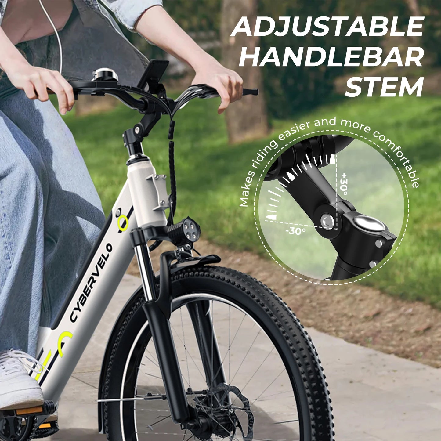Cybervelo Urban Commute E-Bike, 48V 1000W Peak Motor, Detachable Battery 7-Speed shift Electric Bike, 26“ Step-Thru adults EK2
