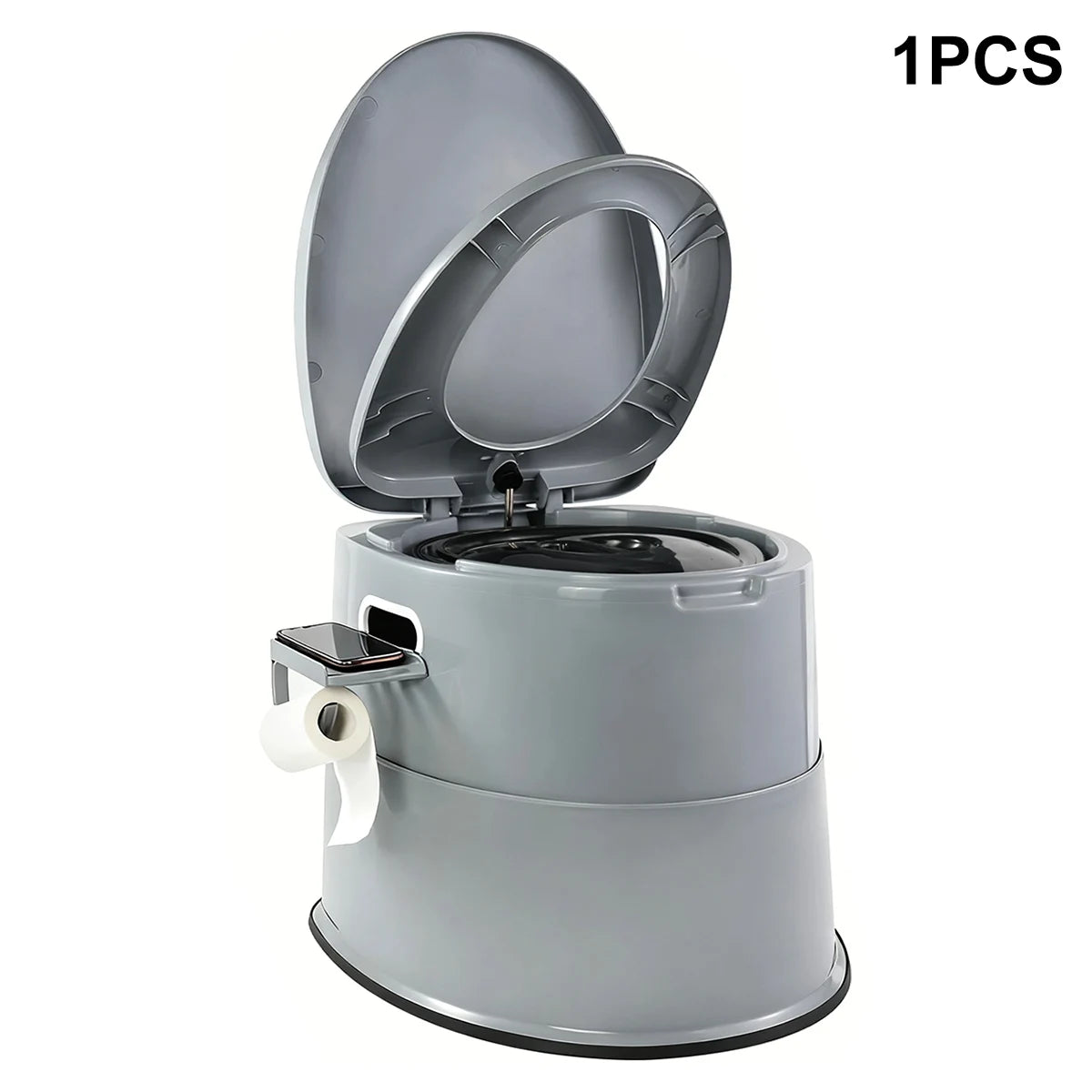 Jumbo Portable Camping Toilet with Quick-Release Inner Bucket Compact Gray RV Toilet for Outdoor Adventures