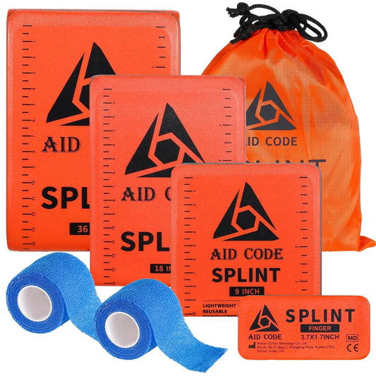 Emergency Splint Kit for Arm Leg Broken Bones Fracture, Adjustable Waterproof First Aid Supplies (4 Pack Combo)