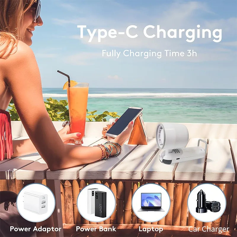 Handheld Charging Fans with Digital Display Screen Foldable Turbo Fan Powerful Winds Summer Cooling Fan for Outdoor Travel