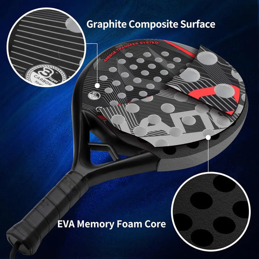 Lightweight Padel Racket with Carbon Fiber Surface And EVA Memory Foam Core High Performance Racquet for Padel Tennis