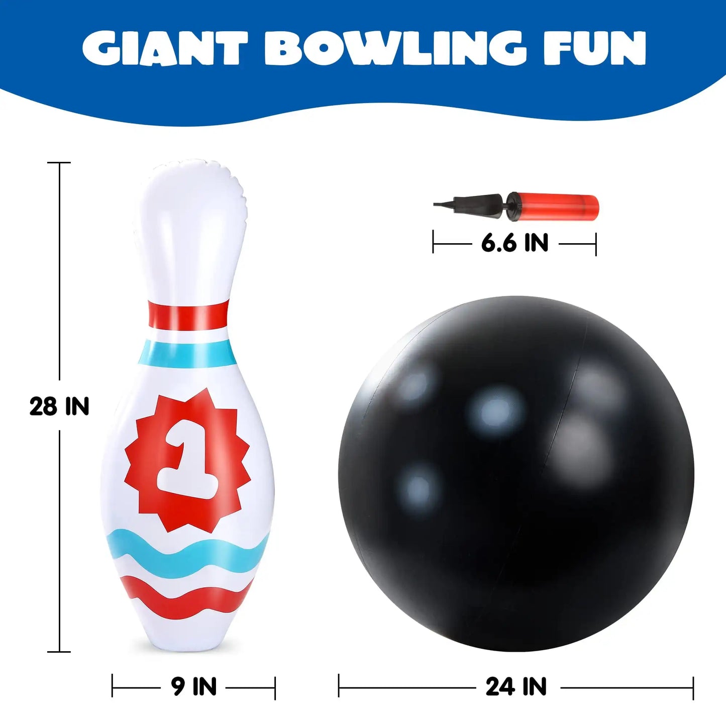 Joyfy Giant Inflatable Bowling Set for Kids, Adults, Christmas, Birthday, Gift Party Games Education Motor Skills Toys