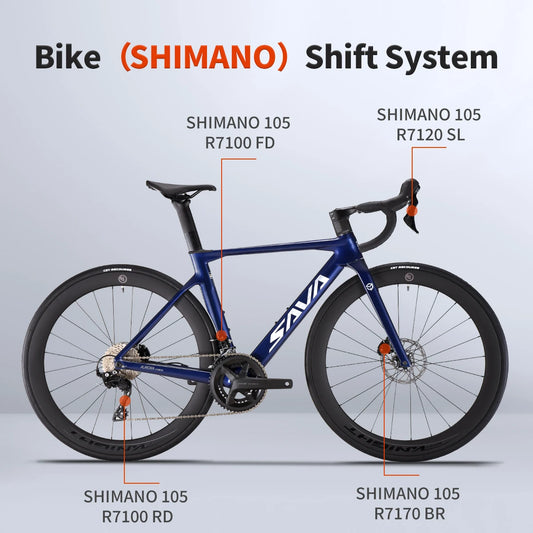SAVA A7L Pro Carbon Fiber Road Bike, 700C Adult Racing Model, Equipped with Shimano 105 R7120 Groupset, 24-Speed Hydraulic Brake