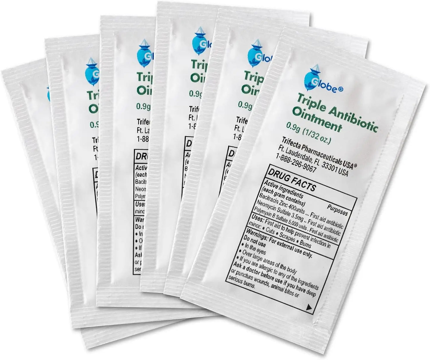 25 Pack Triple Antibiotic Ointment for Minor Cuts, Scrapes & Burns - Travel Size 0.9g Each