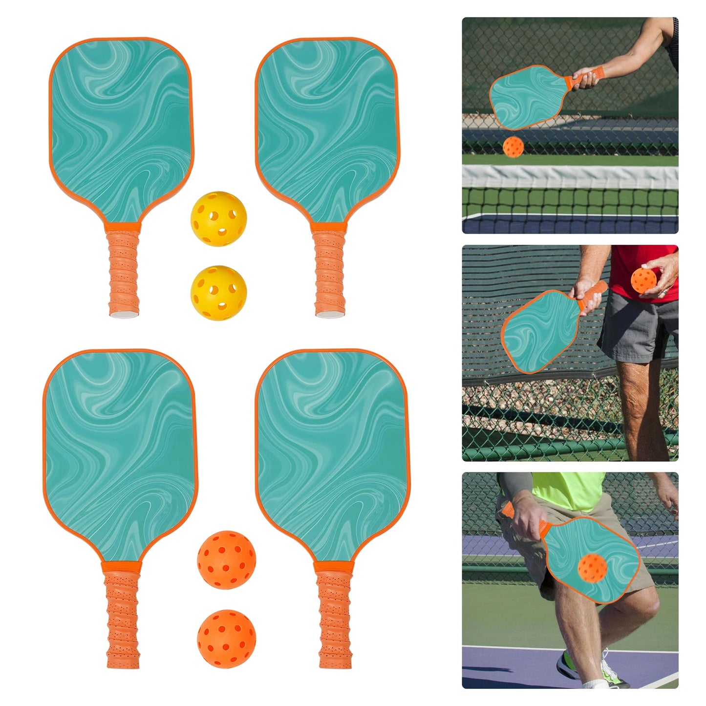 601 Series 4-Paddle Pickleball Set | Lightweight Fiberglass Rackets, 4 Balls (2 Indoor+2 Outdoor), Carry Bag Included