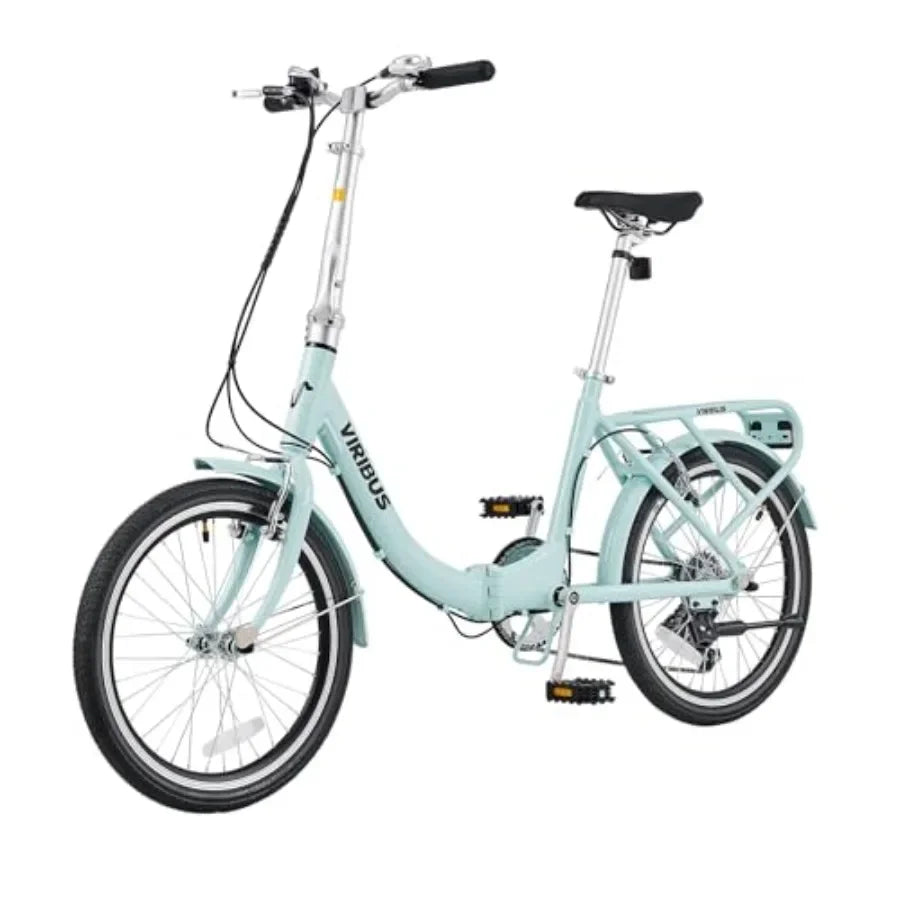Folding Bike for Adults: 20 inch, aluminum frame, matte black, ultra-portable with 7-speed Shimano drivetrain and 90 pre-assemb